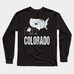 Vintage Colorado Map Long Sleeve T-Shirt